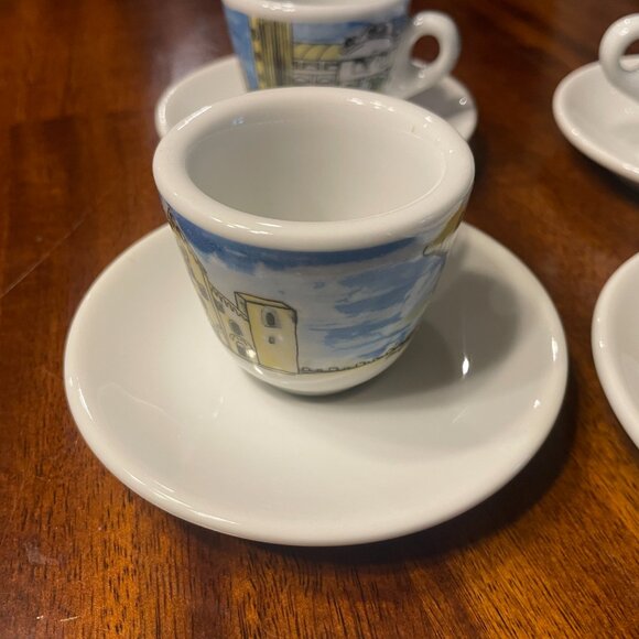 Nuova Point Espresso Italian Scenes Cups & Saucers Set Of 6 Porcelain! - Picture 6 of 8